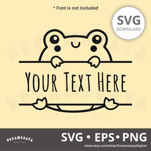 Frog name frame SVG outline of cute froggo craft cut file and laser engraving design