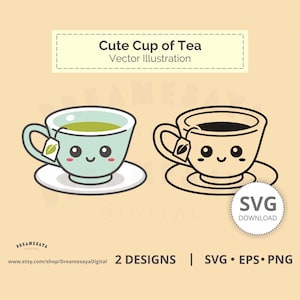 Theekop SVG-bestanden knippen schattige ochtenddrank clip art digitale download