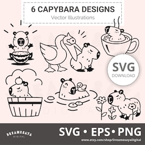 Capybara Umriss SVG-Set entzückende Tier Htv Handwerk Schnittdateien und Laser Gravur Design