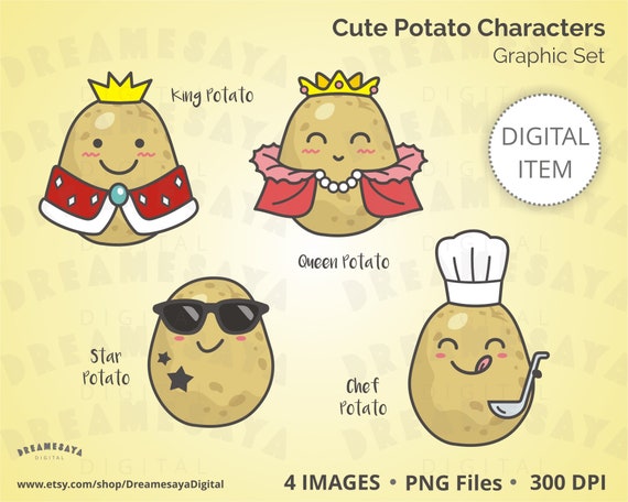 a Celebrity, Commercial Clip Use Star a Cartoon Chef Cute Potatoes Potato King, - Queen, Images, and Singapore Art of Download Etsy as Graphics