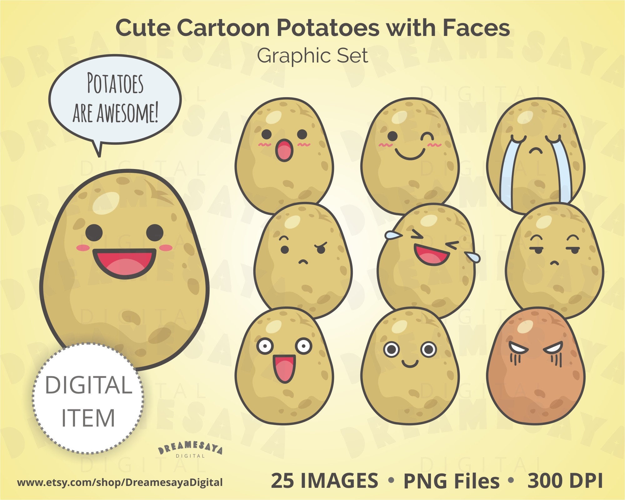 Cute Potato with a Face | Photographic Print