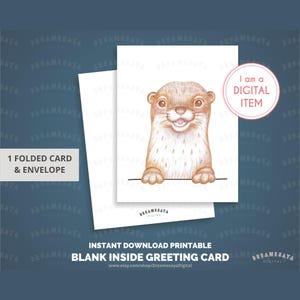 Carte de voeux vierge JPG imprimable avec illustration d'animal mignon dessiné à la main à télécharger