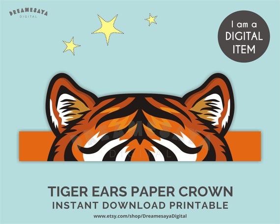 Tiger ears headpiece printable Fun safari animal party paper | Etsy