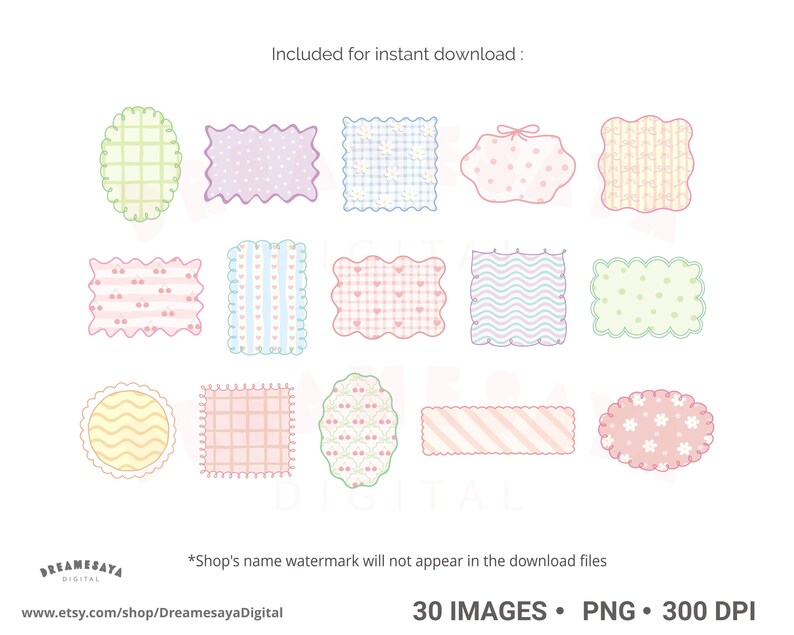 Preppy Frame Clipart Decorative Pastel Patterns in Whimsical Frames ...