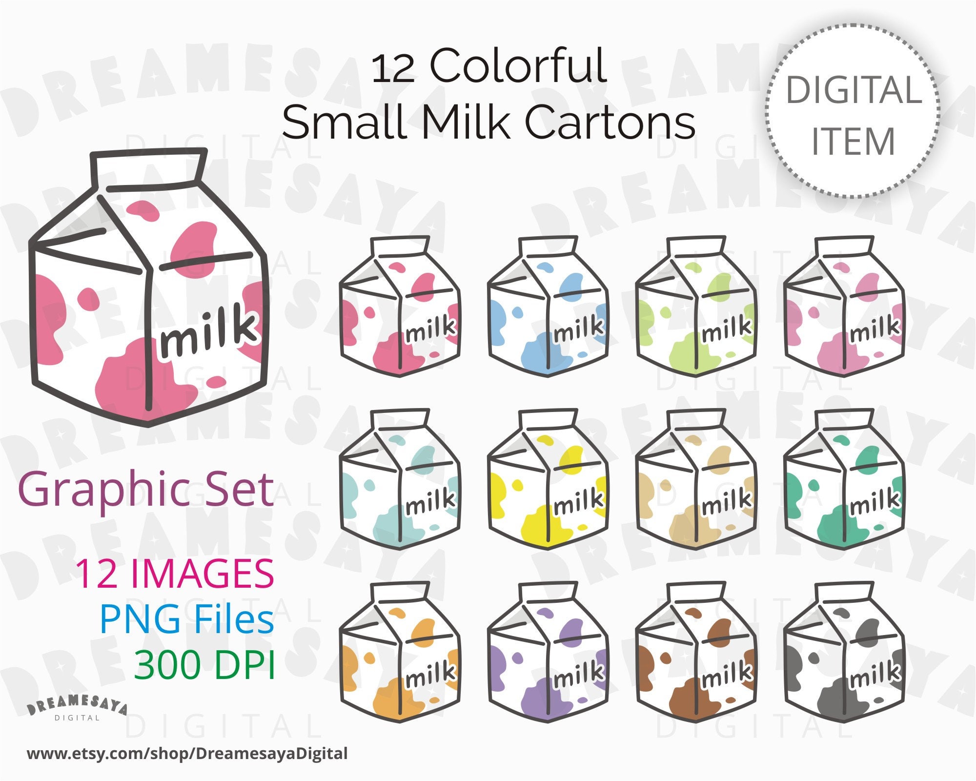 Milk Carton Clip Art Digital Image of Milk in Small Carton Etsy