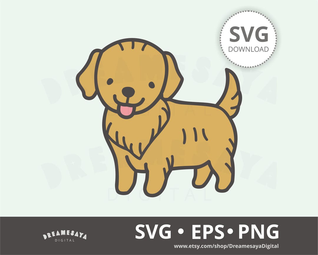 Golden Retriever SVG Layered Cut File Kawaii Cute Puppy Dog PNG Clip ...