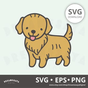 Golden Retriever SVG Schnittdatei kawaii Hündchen PNG Clip Art Design für den kommerziellen Gebrauch