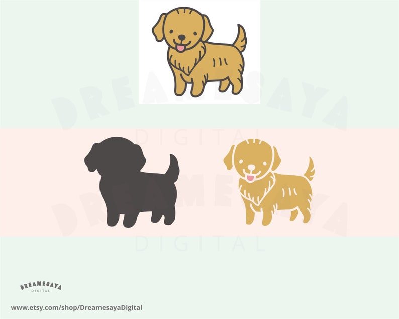 Golden Retriever SVG Layered Cut File Kawaii Cute Puppy Dog PNG Clip ...