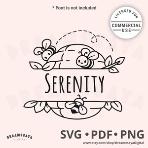 Bijenkorf monogram SVG overzicht schattige bijen split frames htv gesneden bestanden en lasergravure ontwerp