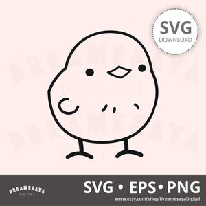 Esquema SVG de pollito bebé kawaii lindo pollo simple archivo de corte htv y diseño de grabado láser