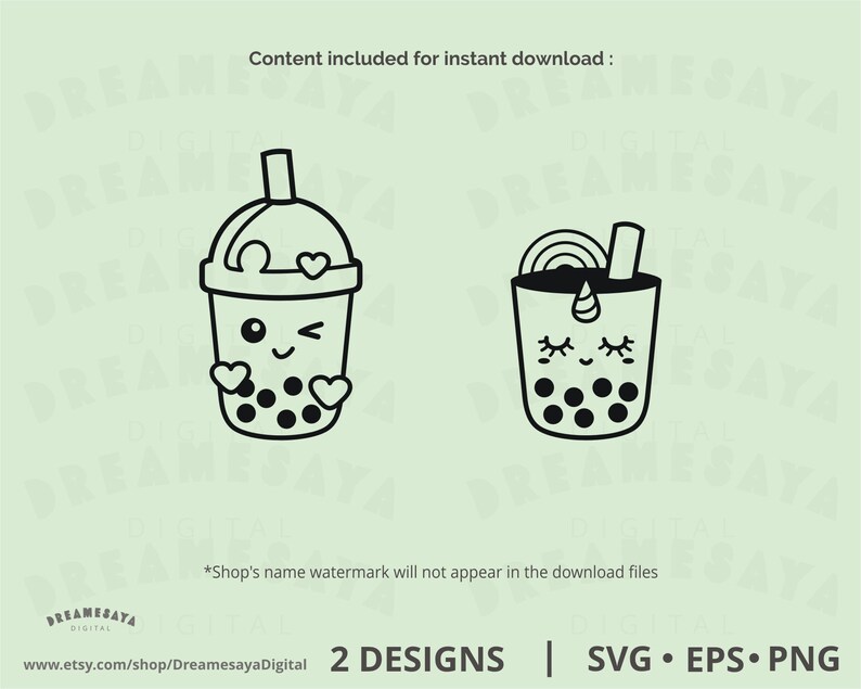 Boba tea svg single layered cut files, Cute bubble milk tea outlines vector design for commercial use image 2