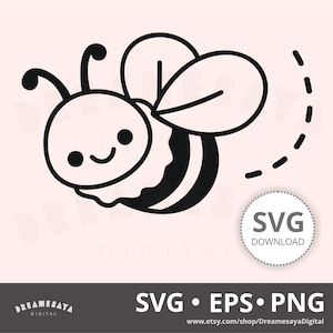 Schattige honingbij SVG-overzicht schattige vliegende bij vinyl gesneden bestand en lasergravure ontwerp