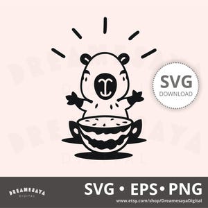 Capybara watermelon SVG outline vinyl cut file and laser engraving design
