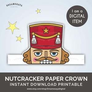 Nutcracker paper crown JPG download printable soldier doll headpiece PDF files