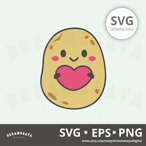 Patata de San Valentín SVG linda caricatura de patata con amor archivo de corte y clip art