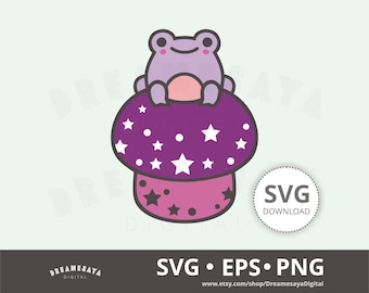 Galaxy frog SVG kawaii starry mushroom layered cut file and commercial use clip art