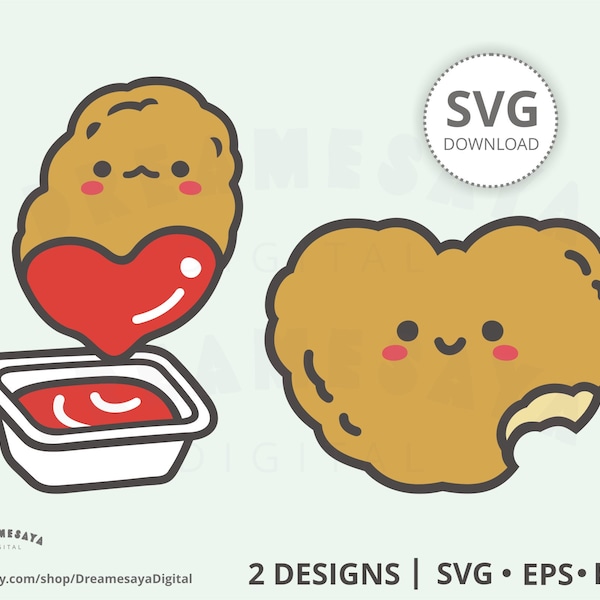 Heart nugget SVG cut files and cute cartoon clip art