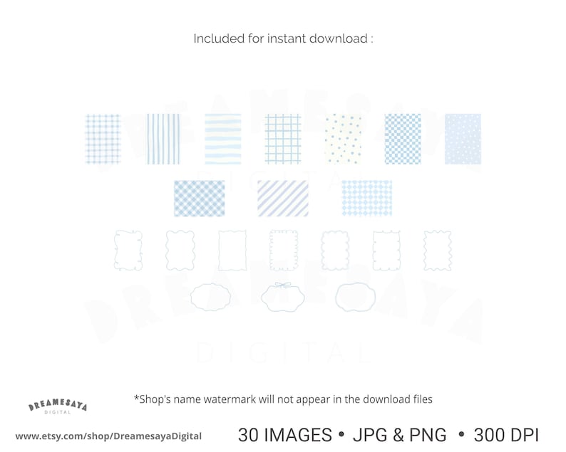 Blue Frames Clipart PNG Hand Drawn Pattern Background for Invitations ...