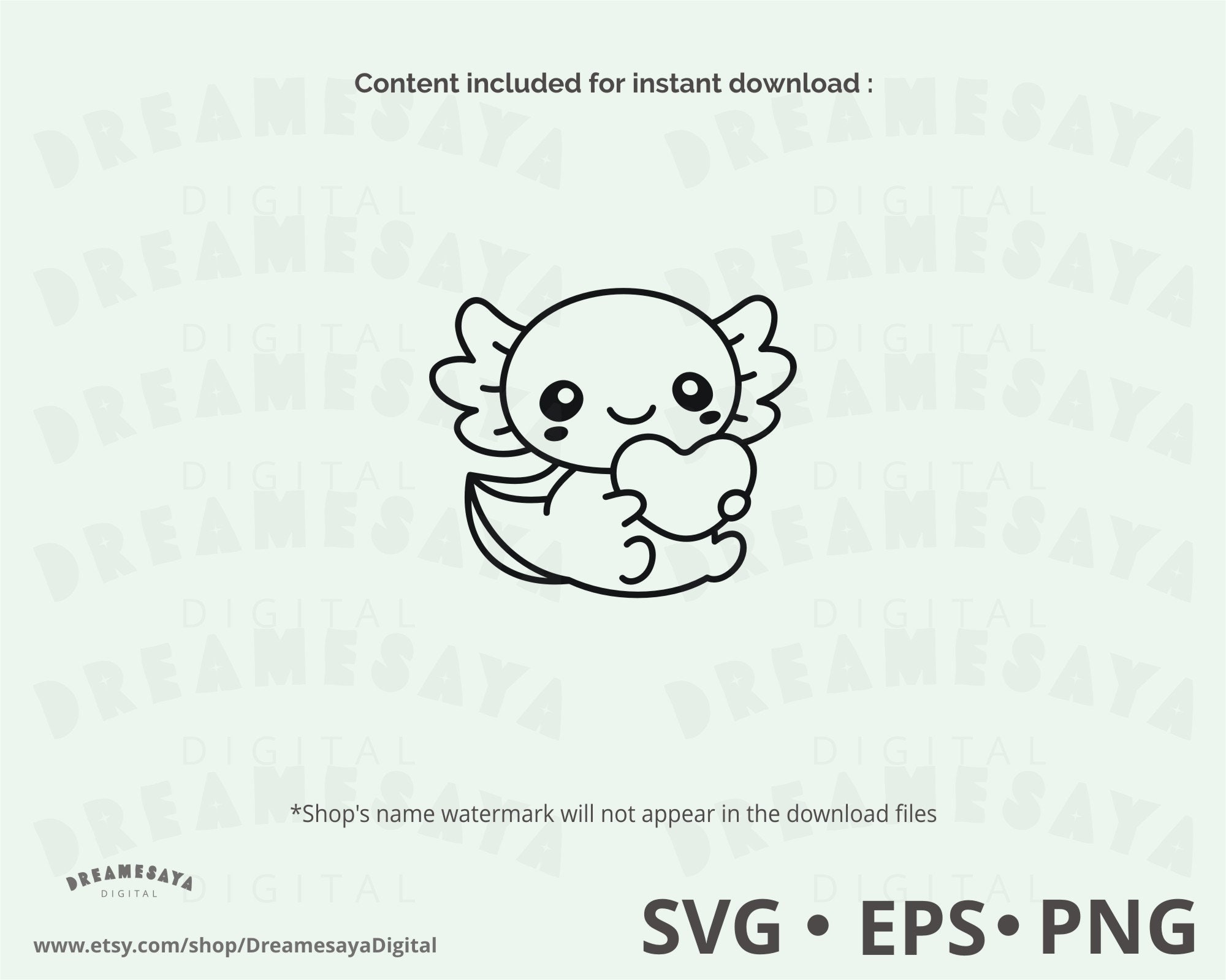 Baby Axolotl SVG Cut File And Clip Art Cute Sitting Salamander With