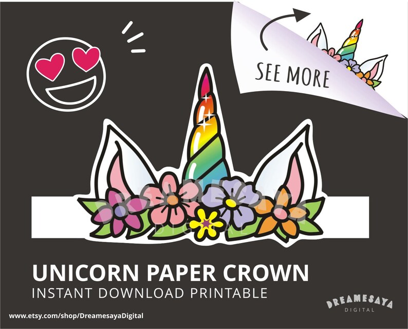 unicorn printable paper crown downloadable paper hat unicorn headpiece kids craft paper party supplies party decor stokfella com