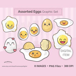 Cute eggs PNG clip art set for commercial use