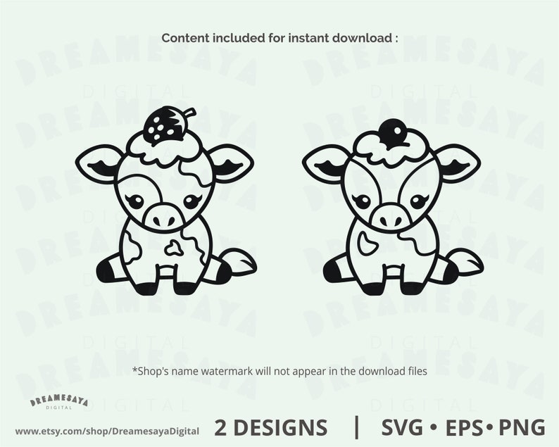 Strawberry Cow Svg and Her Blueberry Friend Cute Baby Cows Etsy Canada