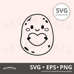 Lindo y adorable contorno SVG de corazón de patata con amor, archivo de corte de vinilo y diseño de grabado láser