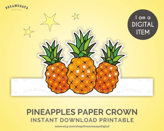 Pineapples Paper Hat Download Printable Pineapple Party Crown - Etsy