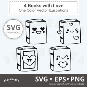 Boekenclub SVG schetst leuke eigenzinnige boeken met liefde htv gesneden bestanden en lasergravure ontwerp