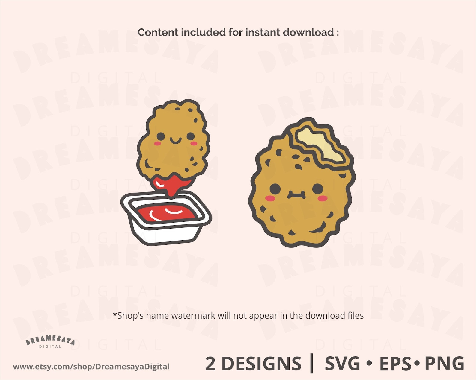 Chicken Nugget SVG EPS PNG Cute Fast Food Cut Files and Clip Etsy