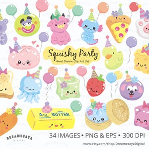 Imágenes prediseñadas PNG de juguetes blandos para fiestas, globos de cumpleaños, juguetes blandos coloridos, juguetes para apretar, diseño vectorial