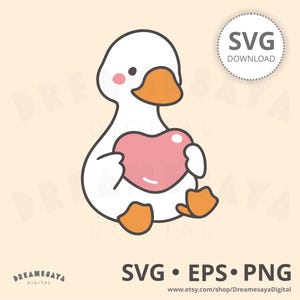 Oca con cuore SVG, simpatico animale stravagante, amore, file di taglio a strati e design clip art