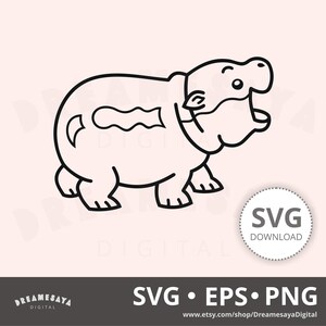 Esquema SVG de hipopótamo pigmeo, lindo hipopótamo bebé, archivo de corte para máquina de manualidades y diseño de grabado láser