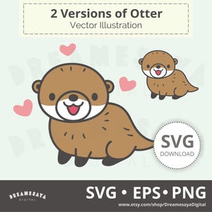 Kawaii otter SVG adorable cute cartoon forest river animal with love clip art and layered cut files