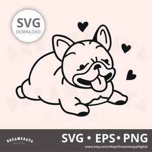Frenchie Welpe SVG Umriss kawaii süße französische Bulldogge Htv Schnittdatei und Laser Gravur Design