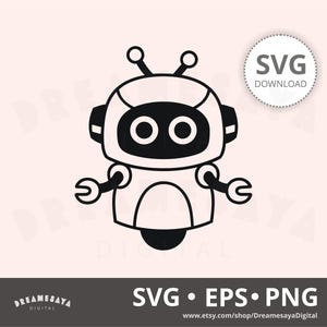 AI Robot SVG outlines, Adorable tech craft cut file and laser engraving design