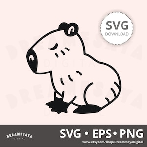 Kalme capibara SVG schetst cartoon dier vinyl gesneden bestand en lasergravure ontwerp voor commercieel gebruik