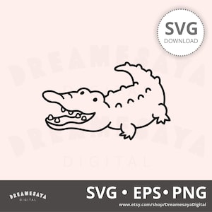 Esquema de cocodrilo SVG lindo animal reptil salvaje artesanía archivo de corte htv y diseño de grabado láser