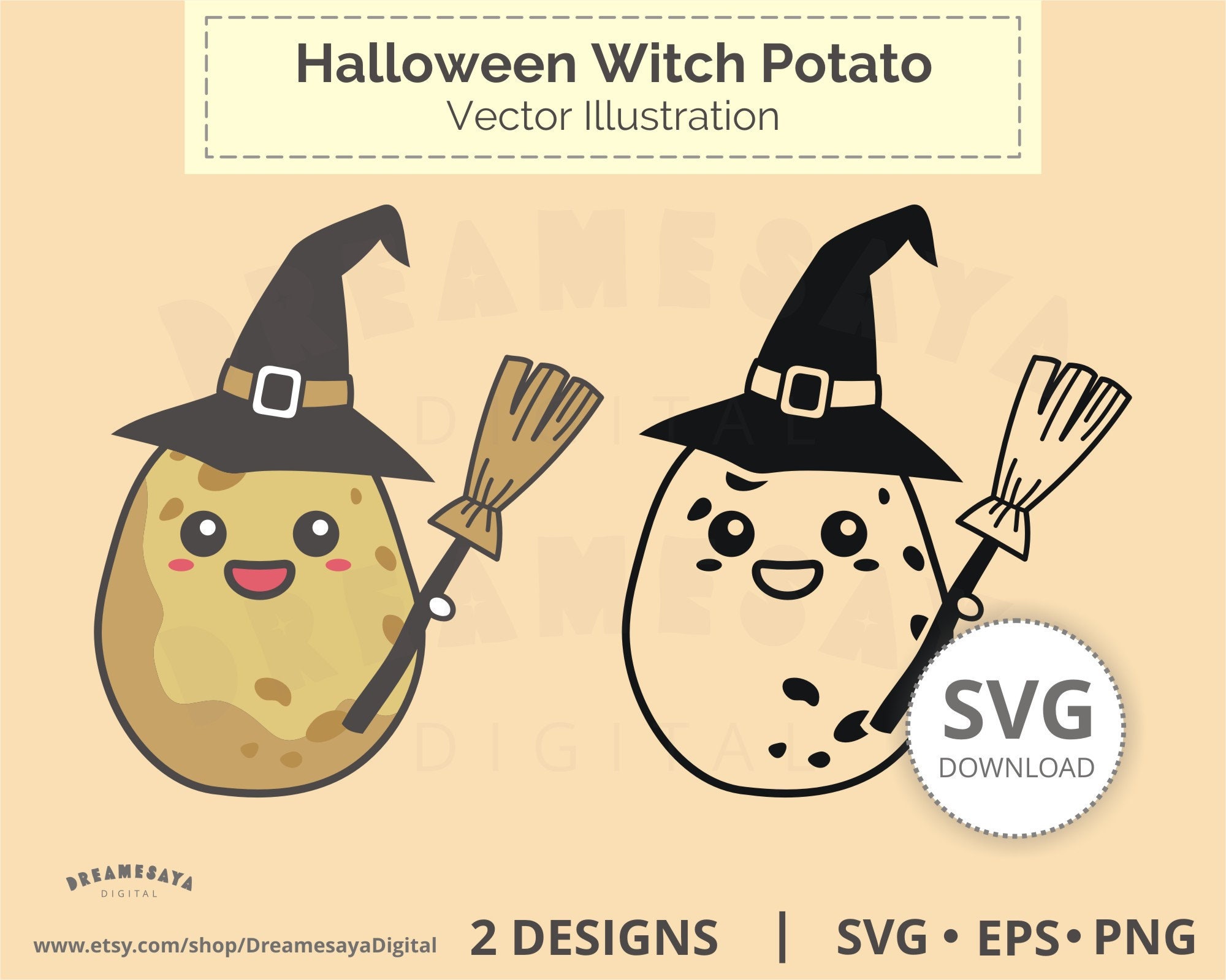 Simple Halloween Witch Kawaii Cartoon Drawing PNG & SVG Design For T-Shirts