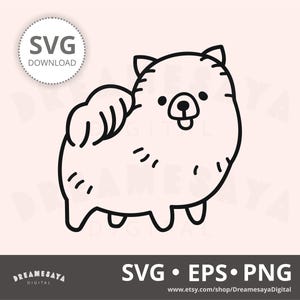 Pomeranian dog SVG outline cute fluffy pom puppy htv cut file and laser engraving design