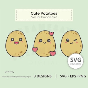 Potato svg cut files, Cute potatoes vector clip art download for crafting