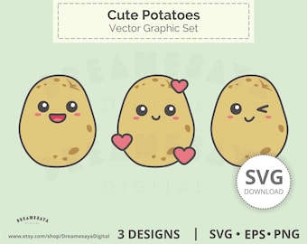 Potato svg cut files, Cute potatoes vector clip art download for crafting