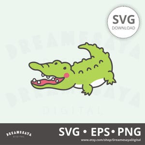Cute crocodile SVG multi layer cut file and cartoon reptile clip art design for commercial use