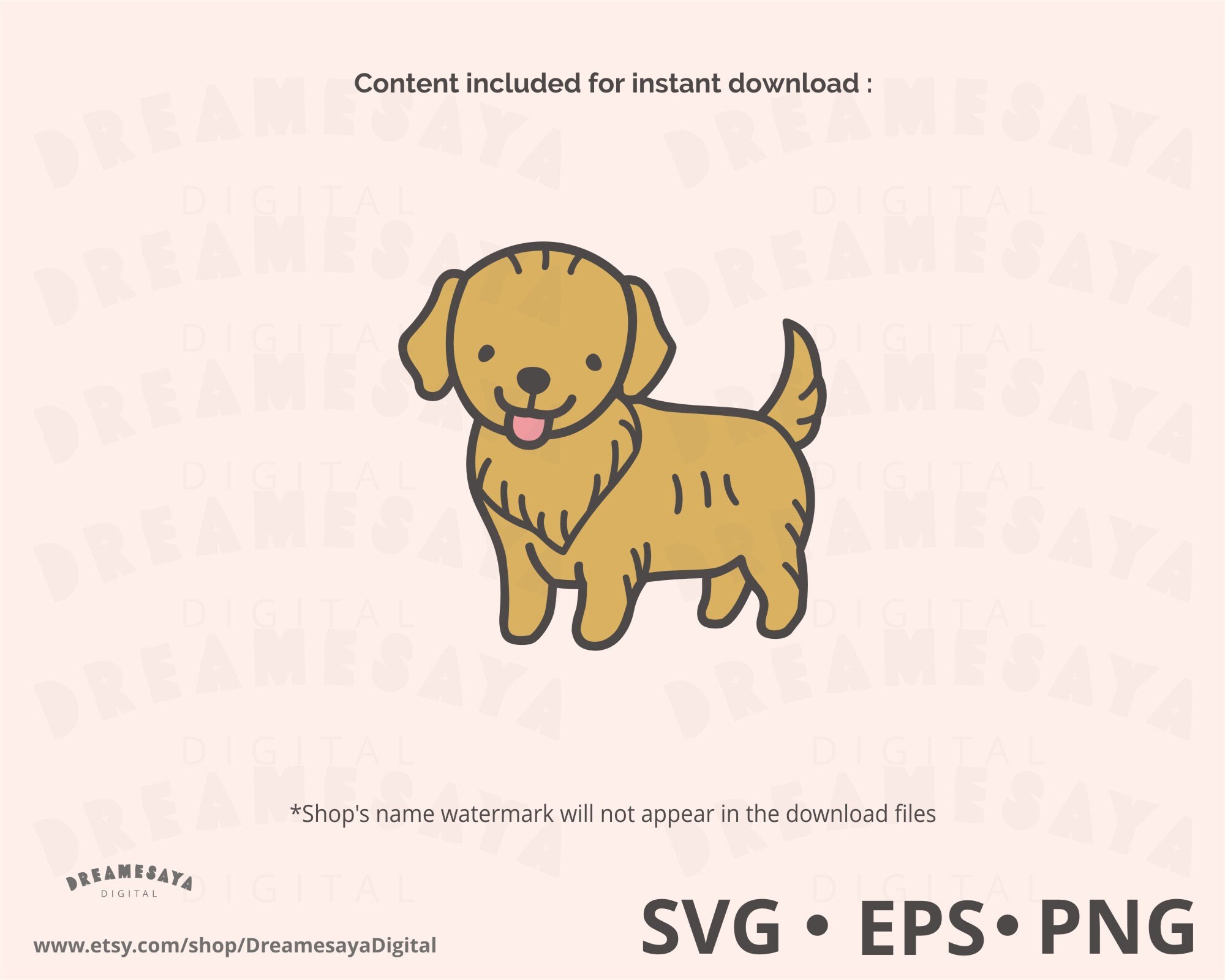 Golden Retriever SVG Layered Cut File Kawaii Cute Puppy Dog PNG Clip ...