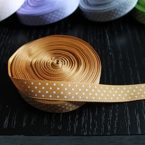 Ribbon with white dots Brown copper Ribbon by the yard wholesale
