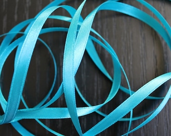 Ribbon by the yard turquoise blue satin ribbon