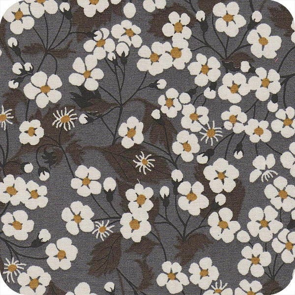 coupon tissu motif LIBERTY gris taupe mitsi