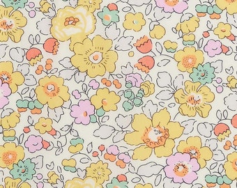 coupon tissu motif LIBERTY jaune betsy