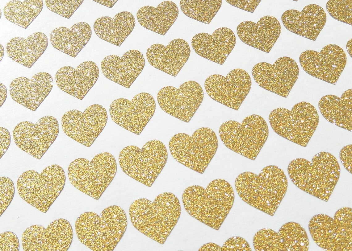 30 autocollants stickers coeur or / doré paillettes Etsy France