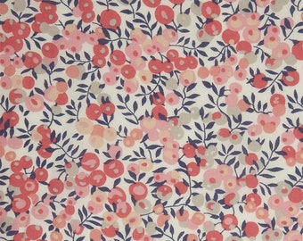 coupon tissu motif LIBERTY corail rose wiltshire